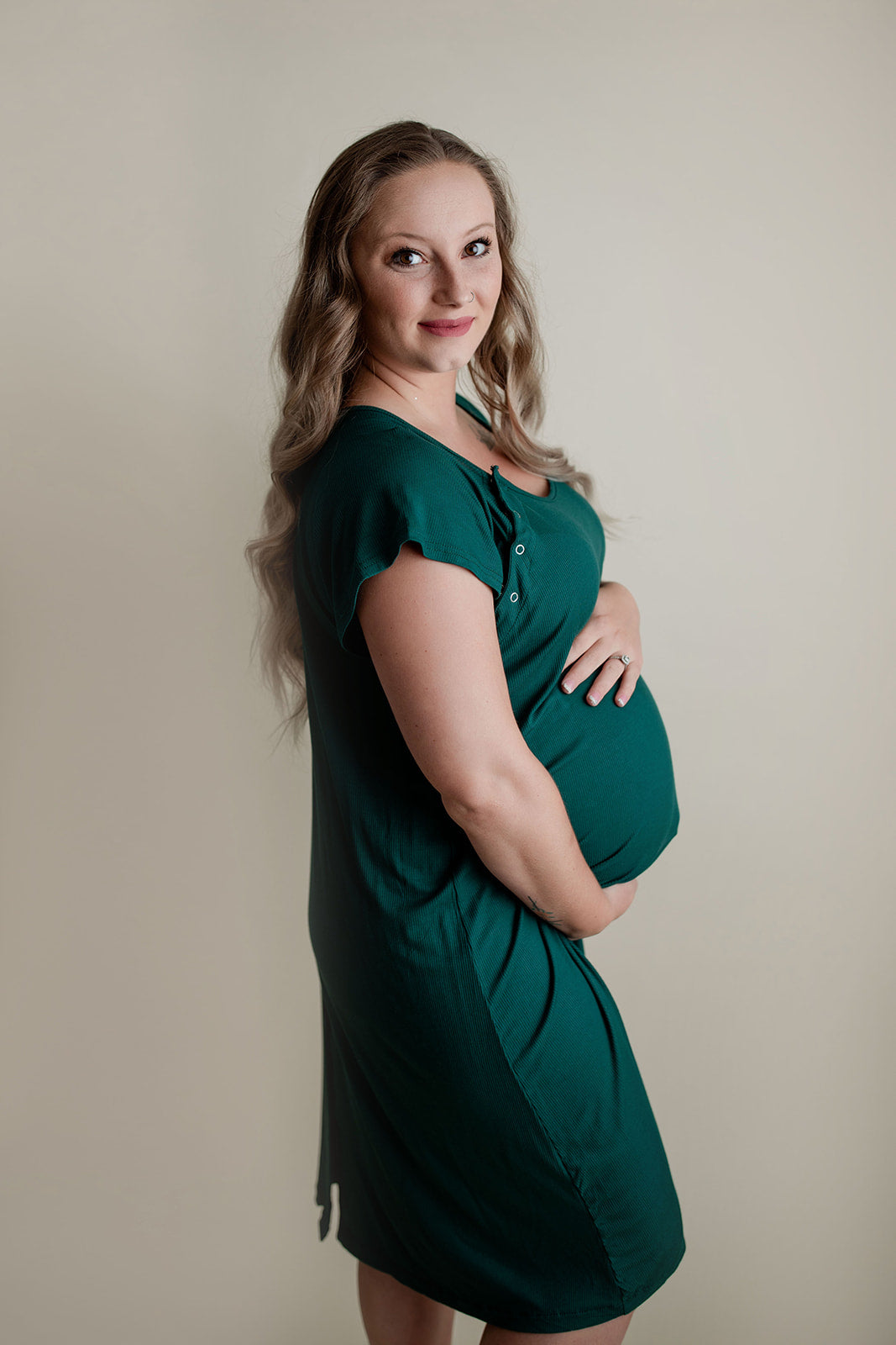 Gorgeous Green Ribbed Mommy Gown